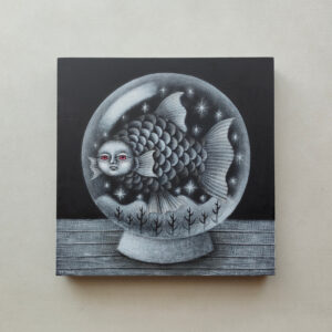 アクリル画 のおすすめ作品・人気作家 アクリル モノクロ 夜 星 魚 ファンタジー 絵画 閉じこめた インテリア絵画 アート