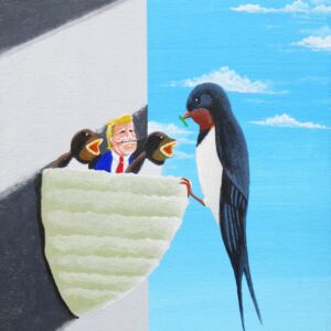 イラスト のおすすめ作品・人気作家 鳥 ツバメ 大統領 親子 ツバメ親子 インテリア絵画 アート