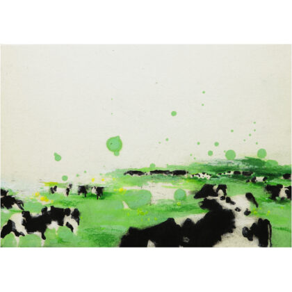 絵画 のおすすめ作品・人気作家 conte cow marker Pasture spring 牛 牧草 草原 春の牧草地 インテリア絵画 アート