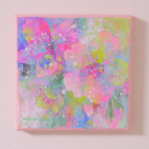 油絵 のおすすめ作品・人気作家 ピンク 抽象画 植物 油絵 花 かわいい カラフル グリーン パステルカラー 春 桜 水色 癒し mini flower 15 インテリア絵画 アート