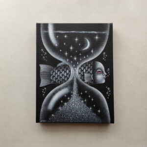 アクリル画 のおすすめ作品・人気作家 アクリル モノクロ 光 夜 星 魚 ファンタジー 月 生き物 絵画 夜の時間 インテリア絵画 アート