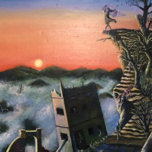 Uncategorized 夕焼人都市 光の灯らない都市(まち) インテリア絵画 アート