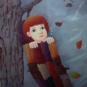 油絵 のおすすめ作品・人気作家 現代アート，ポップアート，油彩画，ミノムシ，女の子，風， Blowin’  in the Wind インテリア絵画 アート