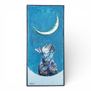 アクリル画 のおすすめ作品・人気作家 犬 フレンチブルドッグ 夜空 月 青 星が眠る夜に インテリア絵画 アート