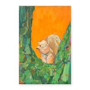 アクリル画 のおすすめ作品・人気作家 動物 自然 リス 音楽 風景 オカリナを吹くリス インテリア絵画 アート