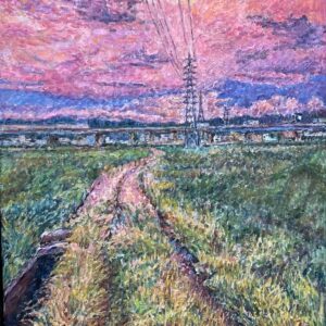 油絵 のおすすめ作品・人気作家  茜空と鉄塔（油彩原画・P30号） インテリア絵画 アート