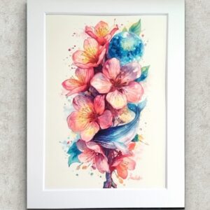 イラスト のおすすめ作品・人気作家 spiritual earth FRAMED High Quality Investment Art Japan Modern Living Room Decor Luxury Art Masterpiece Original Painting Professional Artist sakura Whale 爛漫の海と一枝の宇宙 インテリア絵画 アート