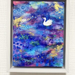 アクリル画 のおすすめ作品・人気作家 抽象画 鳥 絵画 青 ある夜としろいとり(フロート額装) インテリア絵画 アート