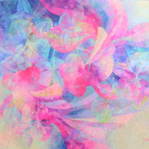 油絵 のおすすめ作品・人気作家 ピンク 抽象画 油絵 海 花 金魚 魚 かわいい カラフル パステルカラー ブルー 生き物 癒し 空想 蘭 青 金魚ー蘭ー インテリア絵画 アート