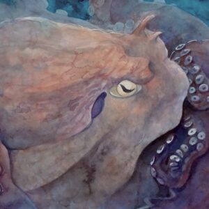 水彩画 のおすすめ作品・人気作家 タコ 水彩 透明水彩 夜がはじまる インテリア絵画 アート