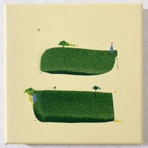 アクリル画 のおすすめ作品・人気作家 抽象画 アクリル画 イエロー グリーン 今日の絵 心象 心象風景 日々の心象シリーズ 風景画 時 インテリア絵画 アート