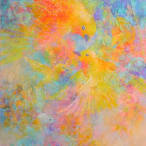 油絵 のおすすめ作品・人気作家 動物 緑 花 鳥 黄色 オレンジ カラフル 桜 水色 生き物 癒し 花空を翔る インテリア絵画 アート