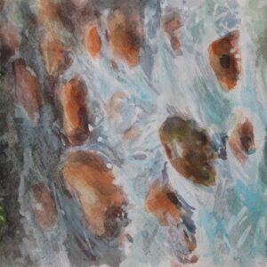 水彩画 のおすすめ作品・人気作家 秋の稲穂の風景 有明山　１ インテリア絵画 アート