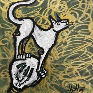 アクリル画 のおすすめ作品・人気作家 猫 ねこ ネコ緑 金 VANESA インテリア絵画 アート