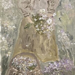 アクリル画 のおすすめ作品・人気作家 アクリル 女性 花 淡色 花かご 花かごと女性 インテリア絵画 アート