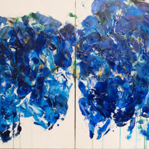 アクリル画 のおすすめ作品・人気作家 抽象画 花 フラワー フローラル 青 ２連 Flowers インテリア絵画 アート