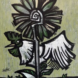 アクリル画 のおすすめ作品・人気作家 緑 花 鳥 ニワトリ 鶏 LYCKA インテリア絵画 アート