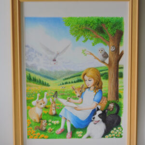 絵画 のおすすめ作品・人気作家 メルフェン犬猫シカ鳩高原少女木陰色鉛筆ほっこり柔和 森のアトリエ インテリア絵画 アート