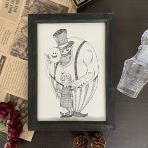 ペン画 ドローイングのおすすめ作品・人気作家 イラスト モノクロ ピエロ ペン画 ホラー ボールペン画 不気味 Smile for the Camera インテリア絵画 アート