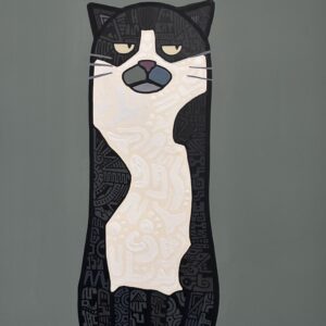 絵画 のおすすめ作品・人気作家 イラスト 猫 白 黒 私にはわからないことが山程ある インテリア絵画 アート