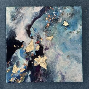 日本画 のおすすめ作品・人気作家 抽象画 ゴールド 岩絵具 日本画 箔 青 渓流の詩　#4 インテリア絵画 アート