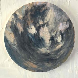 絵画 のおすすめ作品・人気作家 円形 油彩画 空 絵画 『空』 油彩 原画 直径30cm 丸形キャンバス インテリア絵画 アート