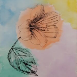 ペン画 ドローイングのおすすめ作品・人気作家 花 ドローイング ハイビスカス植物 ペン画 水彩 ハイビスカス インテリア絵画 アート