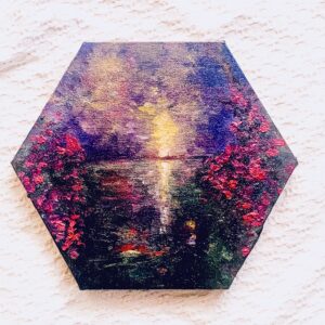 油絵 のおすすめ作品・人気作家 海辺　夕暮れ　花　ピンク　パープル 黄昏海辺、17時の記憶 インテリア絵画 アート