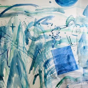 水彩画 のおすすめ作品・人気作家 大作 抽象画 水彩画 人物画 冬 天国 抽象 水彩 祈り 青 eden インテリア絵画 アート