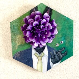 アクリル画 のおすすめ作品・人気作家 花 うさぎサイコロ アクリル画 オマージュ ダリア マグリット 黒兎 黒兎を追え インテリア絵画 アート