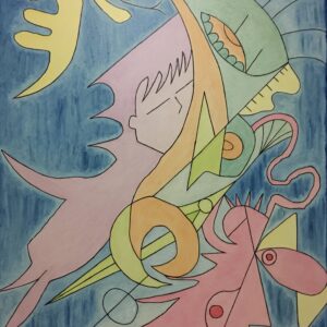 油絵 のおすすめ作品・人気作家 一点もの 激レア 珍しい 青 考える魂 インテリア絵画 アート