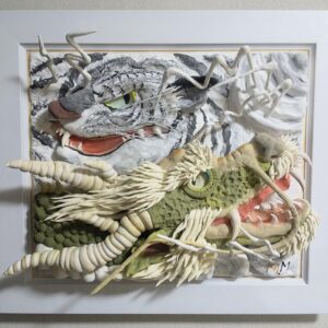 彫刻 レリーフ 立体アート のおすすめ作品・人気作家 龍虎立体粘土 龍虎につかまりて天に昇る インテリア絵画 アート