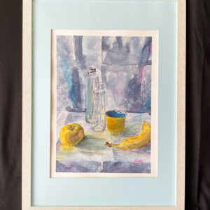 水彩画 のおすすめ作品・人気作家 水彩画 黄色 イエロー 静物画 3つの黄色いオブジェクト インテリア絵画 アート