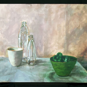 アクリル画 のおすすめ作品・人気作家 アクリル画 ガラス グリーン ピーマン ホワイト 静物画 ピーマンのある風景 インテリア絵画 アート