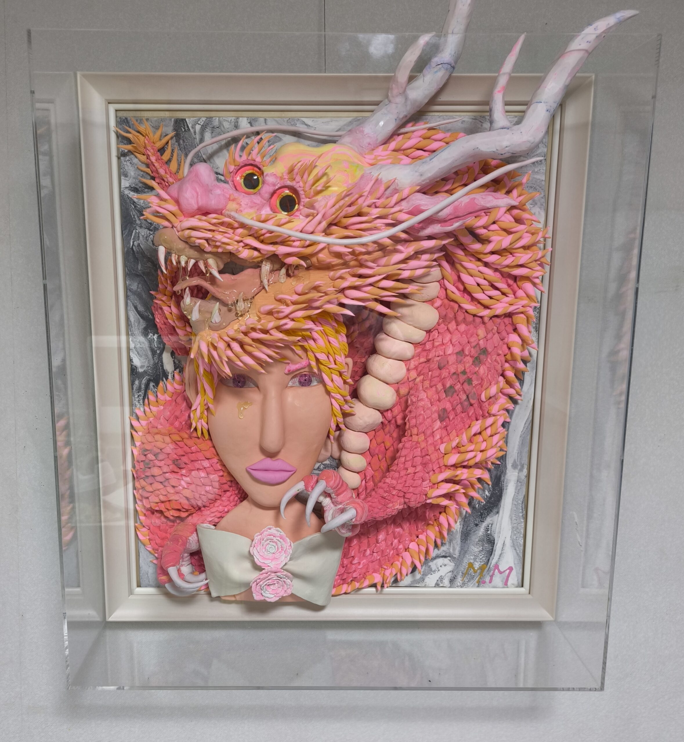 彫刻 レリーフ 立体アート のおすすめ作品・人気作家 龍　粘土　樹脂粘土 龍神乙女 インテリア絵画 アート