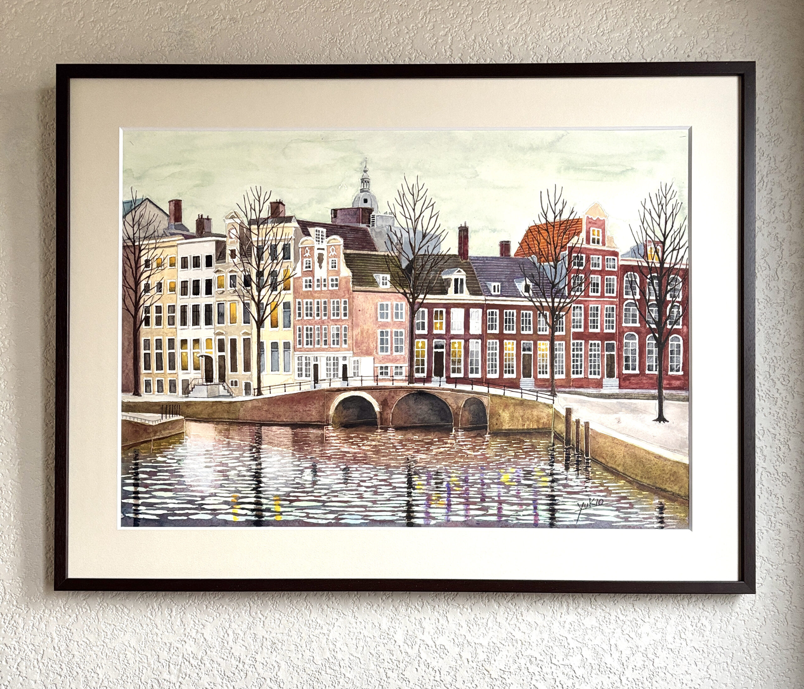 水彩画 のおすすめ作品・人気作家 アムステルダム運河街並み 冬のアムステルダム インテリア絵画 アート