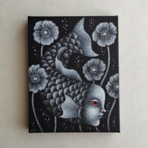 アクリル画 のおすすめ作品・人気作家 アクリル モノクロ 動物 植物 花 魚 ファンタジー 生き物 絵画 花の咲く場所 インテリア絵画 アート