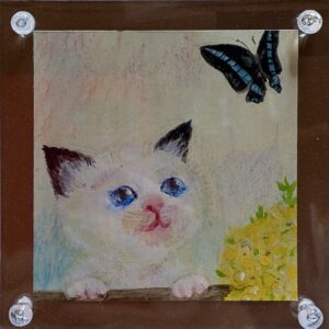 アクリル画 のおすすめ作品・人気作家 ＃子猫　＃小さい絵　＃卓上フレーム絵　　 子猫シリーズ１　ちょうちょ インテリア絵画 アート