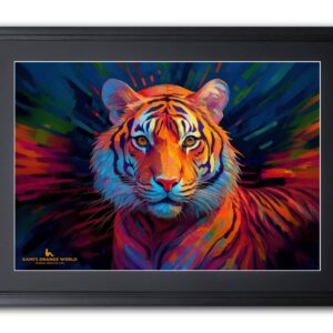 デジタルイラスト のおすすめ作品・人気作家 動物 AI アート トラ 夕日 生成ai 虎 【額付AIアート/A3ノビ】COLORFUL TIGER（カラフルな虎） インテリア絵画 アート