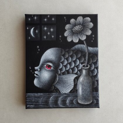 アクリル画 のおすすめ作品・人気作家 アクリル モノクロ 動物 夜 星 植物 花 魚 ファンタジー 月 生き物 絵画 花がある部屋 インテリア絵画 アート