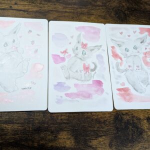 イラスト のおすすめ作品・人気作家 イラスト 水彩画 猫 アナログイラスト 手描きイラスト キラキラ絵の具イラスト3枚セット インテリア絵画 アート