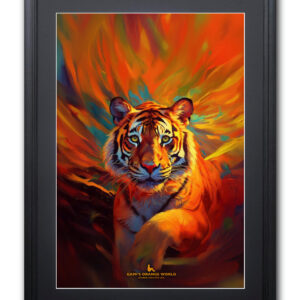 デジタルイラスト のおすすめ作品・人気作家 動物 AI アート トラ 夕日 生成ai 虎 【額付AIアート/A3ノビ】Out of ORANGE TIGER インテリア絵画 アート