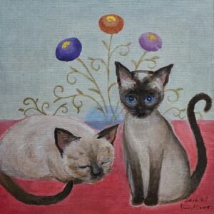 アクリル画 のおすすめ作品・人気作家 アクリル画 キャンパス シャム トンキニーズ 子猫 小さい絵 子猫シリーズ ３   くるり インテリア絵画 アート