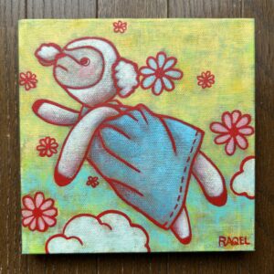 アクリル画 のおすすめ作品・人気作家 黄色 ぬいぐるみ イエロー 大切 子山羊 追いかける インテリア絵画 アート