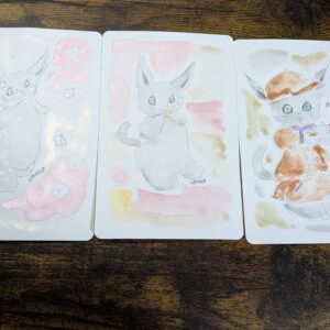 イラスト のおすすめ作品・人気作家 イラスト 水彩画 猫 アナログイラスト 手描きイラスト キラキラ絵の具イラスト3枚セット インテリア絵画 アート