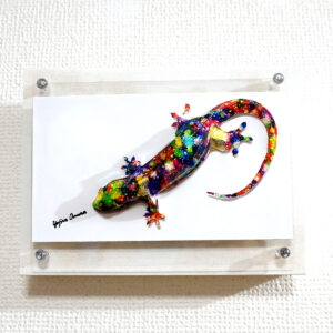 彫刻 レリーフ 立体アート のおすすめ作品・人気作家 動物 立体 contemporary コンテンポラリーアート トカゲ ポップアート 彫刻 煌めくトカゲはサインを狙う インテリア絵画 アート