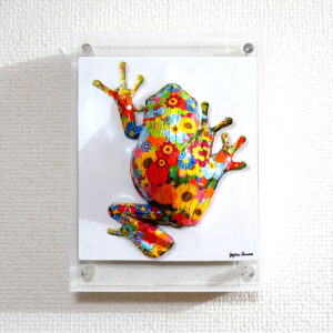 彫刻 レリーフ 立体アート のおすすめ作品・人気作家 動物 立体 contemporary カエル コンテンポラリーアート トカゲ ポップアート 彫刻 花柄カエルは壁に張り付く インテリア絵画 アート