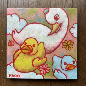 アクリル画 のおすすめ作品・人気作家 白 アヒル 白鳥 スワンちゃん インテリア絵画 アート