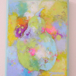 油絵 のおすすめ作品・人気作家 ピンク 抽象画 油絵 黄色 かわいい カラフル パステルカラー フルーツ 果実 果物 水色 洋ナシ 洋梨 癒し mini fruit 5 インテリア絵画 アート