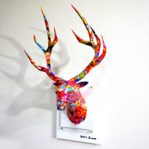 彫刻 レリーフ 立体アート のおすすめ作品・人気作家 動物 立体 contemporary コンテンポラリーアート トカゲ ハンティングトロフィー ポップアート 彫刻 鹿 Deer of the psychedelic インテリア絵画 アート